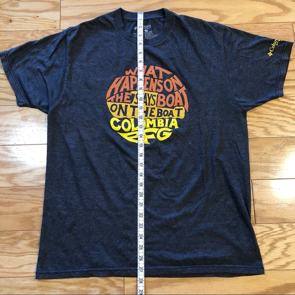 Columbia dark gray t-shirt “What Happens on the Boat”, size large - Picture 6 of 7